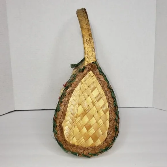 VINTAGE FLORAL WICKER PURSE TOP HANDLE HANDBAG - Picture 3 of 9